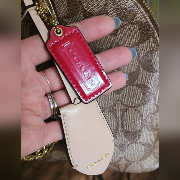 Coach Brown and Red Signature Handbag - Picture 8 of 14